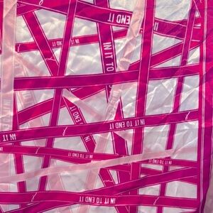 Avon vintage breast cancer in it to win it large satin scarf EUC